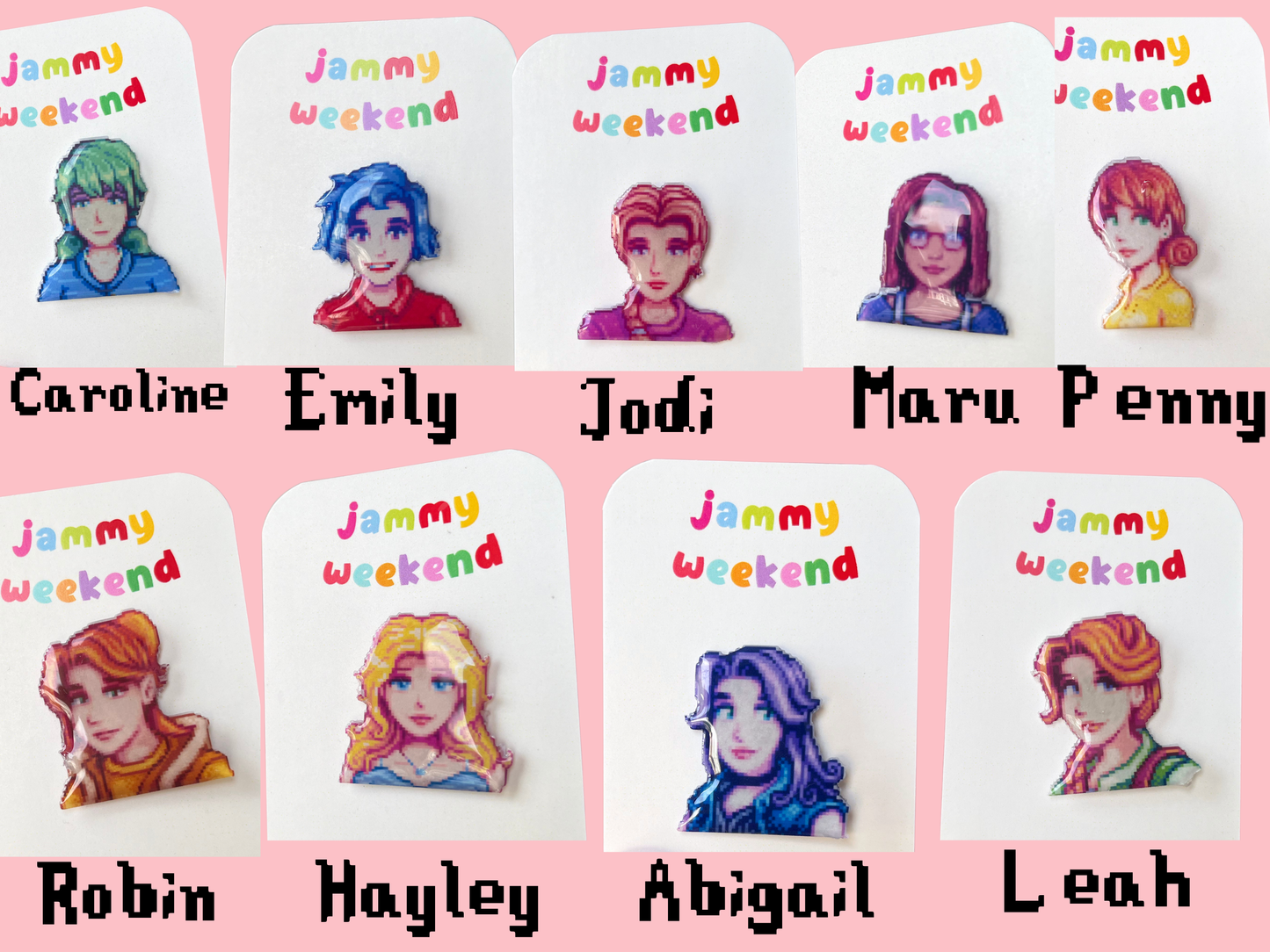Colourful Pixel Character Pins