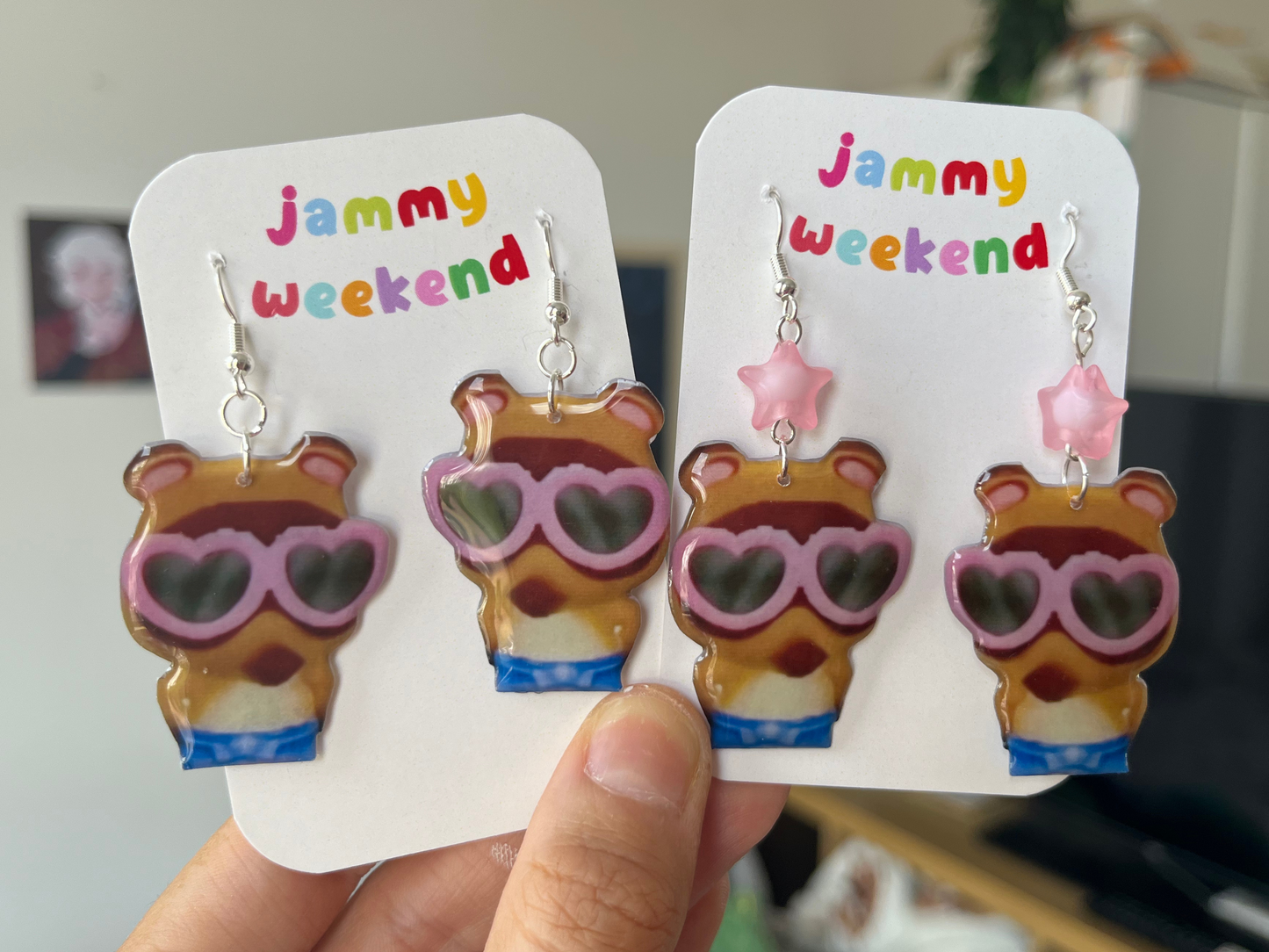 Tanooki with Heart Sunglasses Earrings