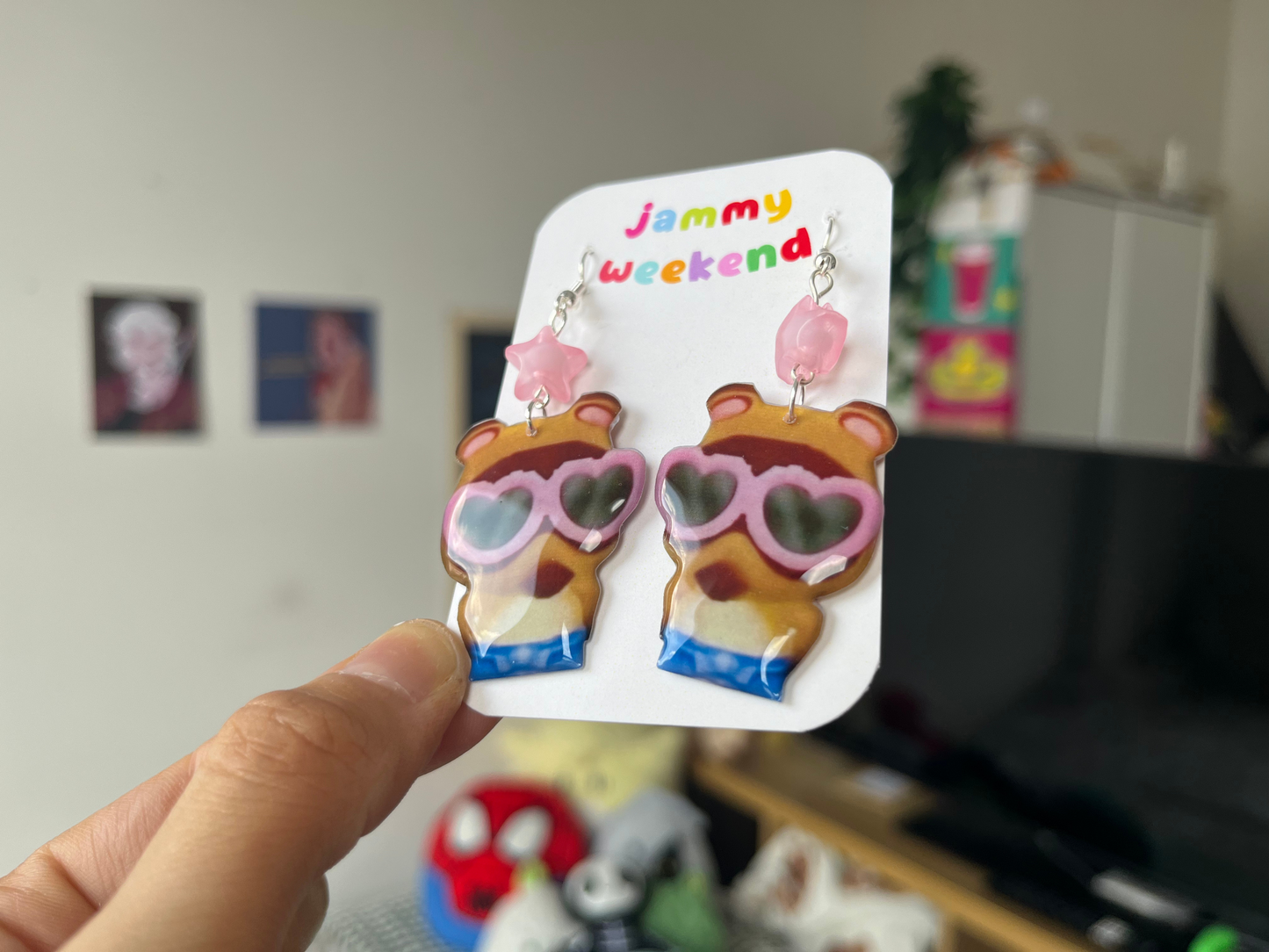 Tanooki with Heart Sunglasses Earrings