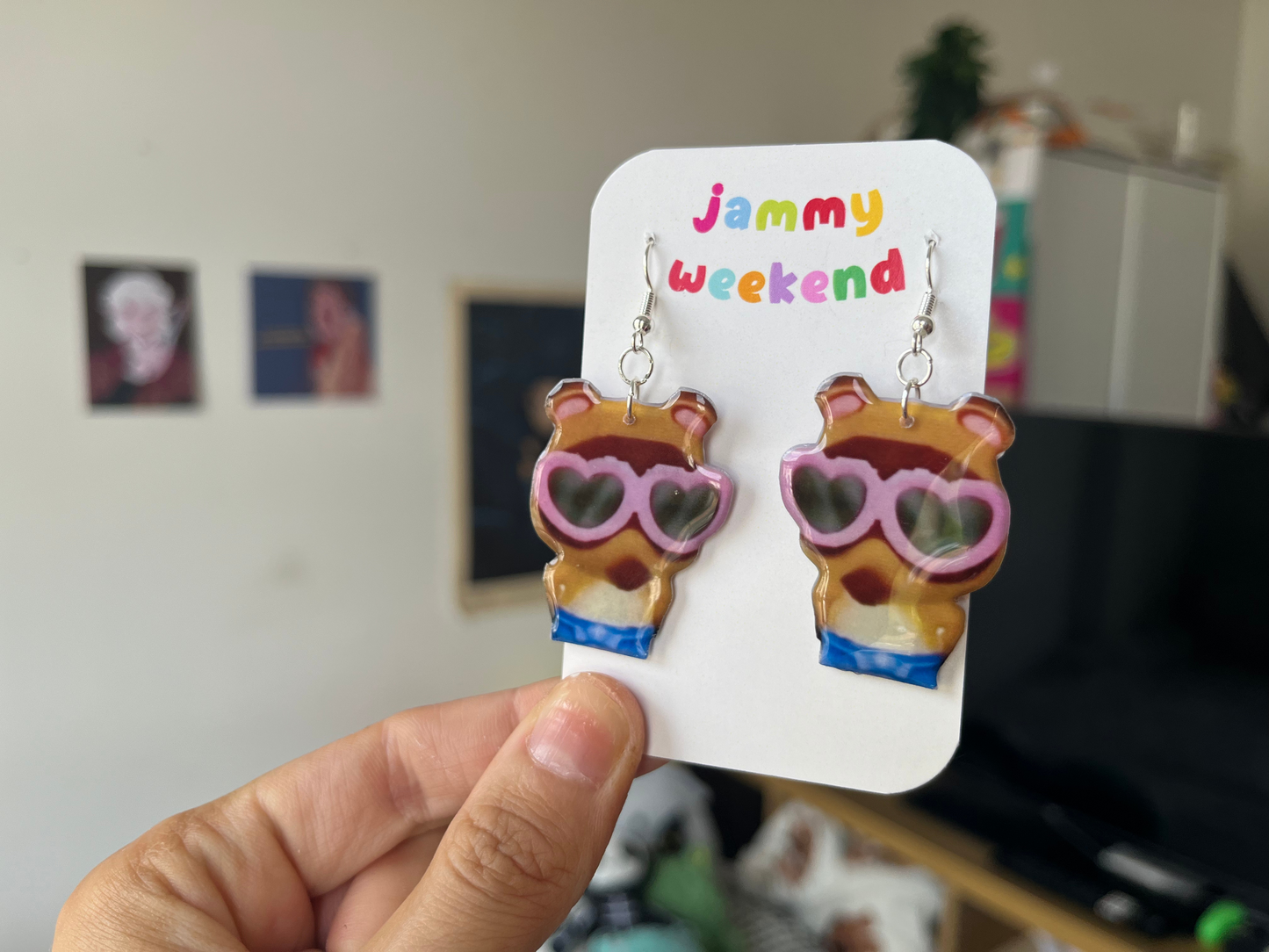 Tanooki with Heart Sunglasses Earrings