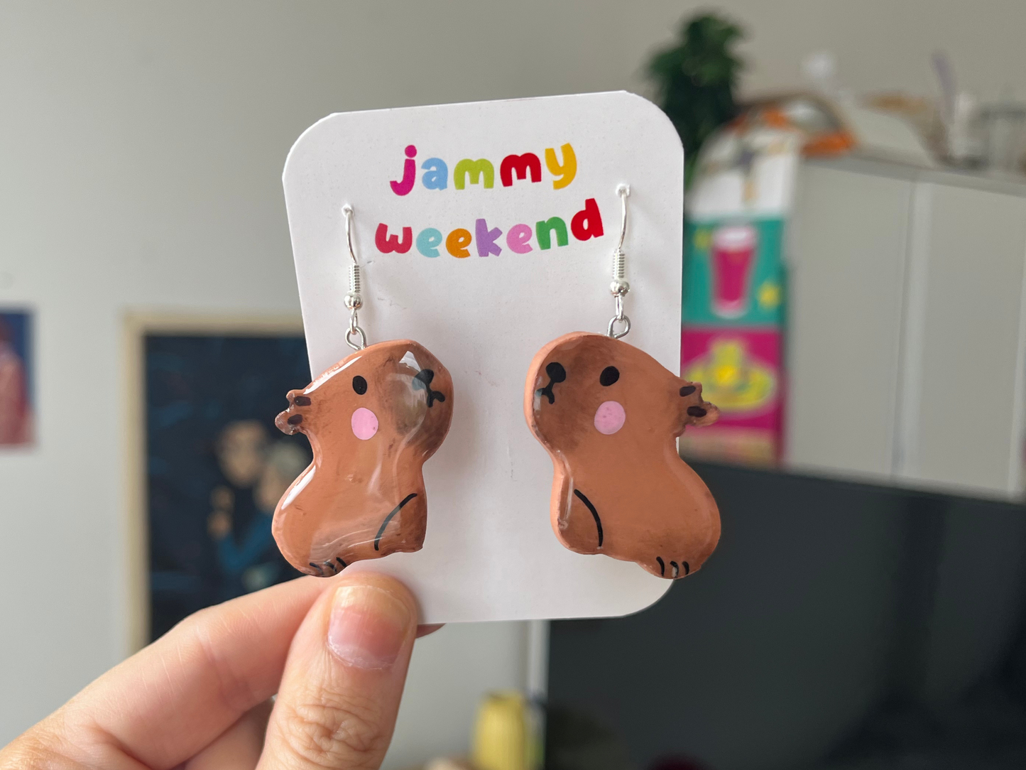 Sad Capybara Polymer Clay Earrings