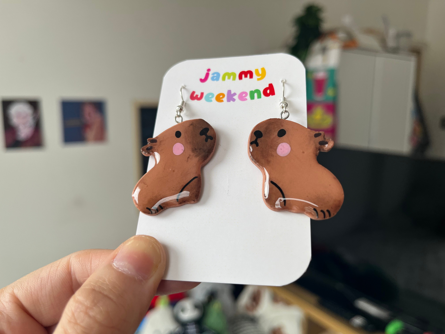 Sad Capybara Polymer Clay Earrings