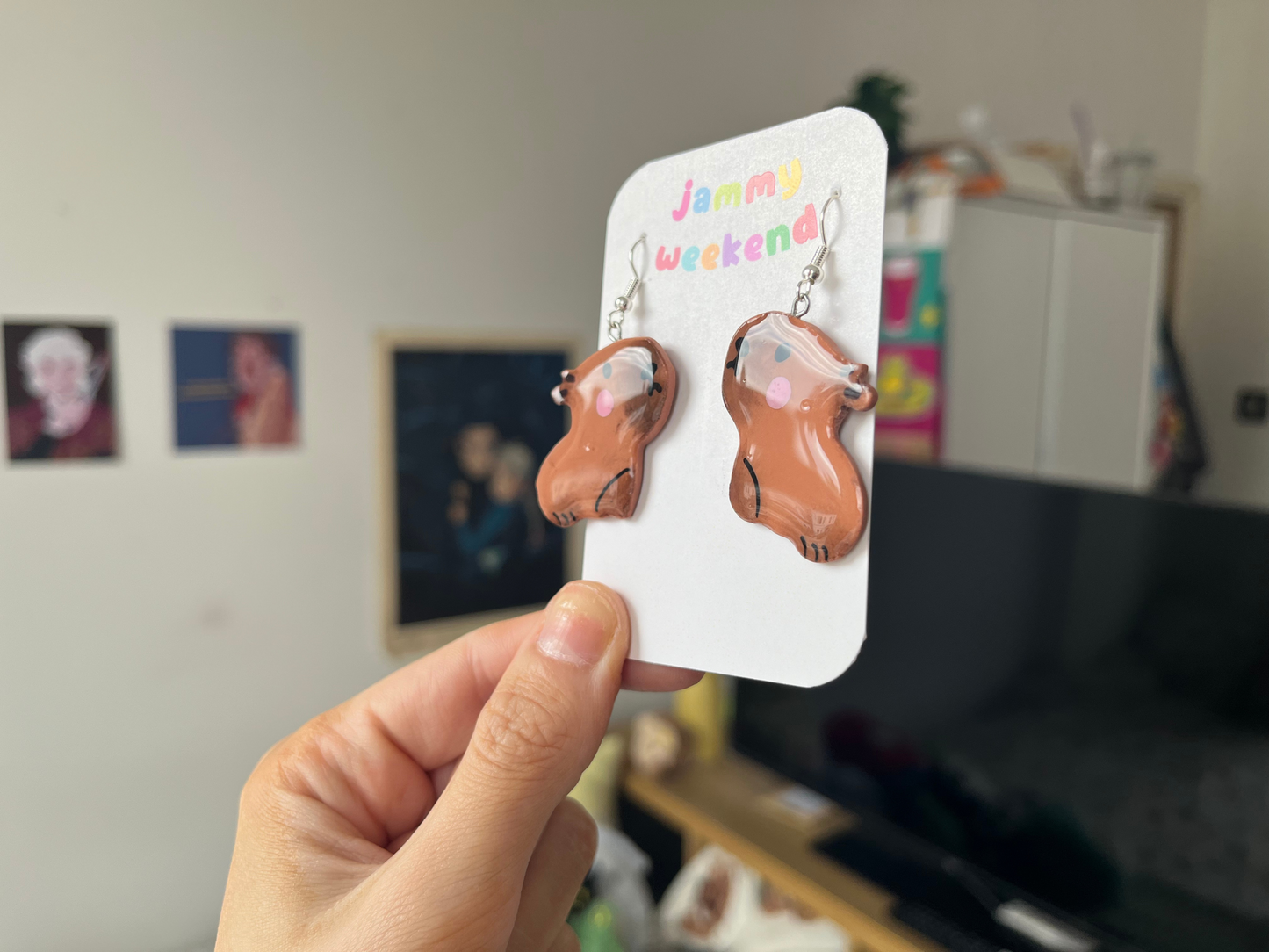 Sad Capybara Polymer Clay Earrings