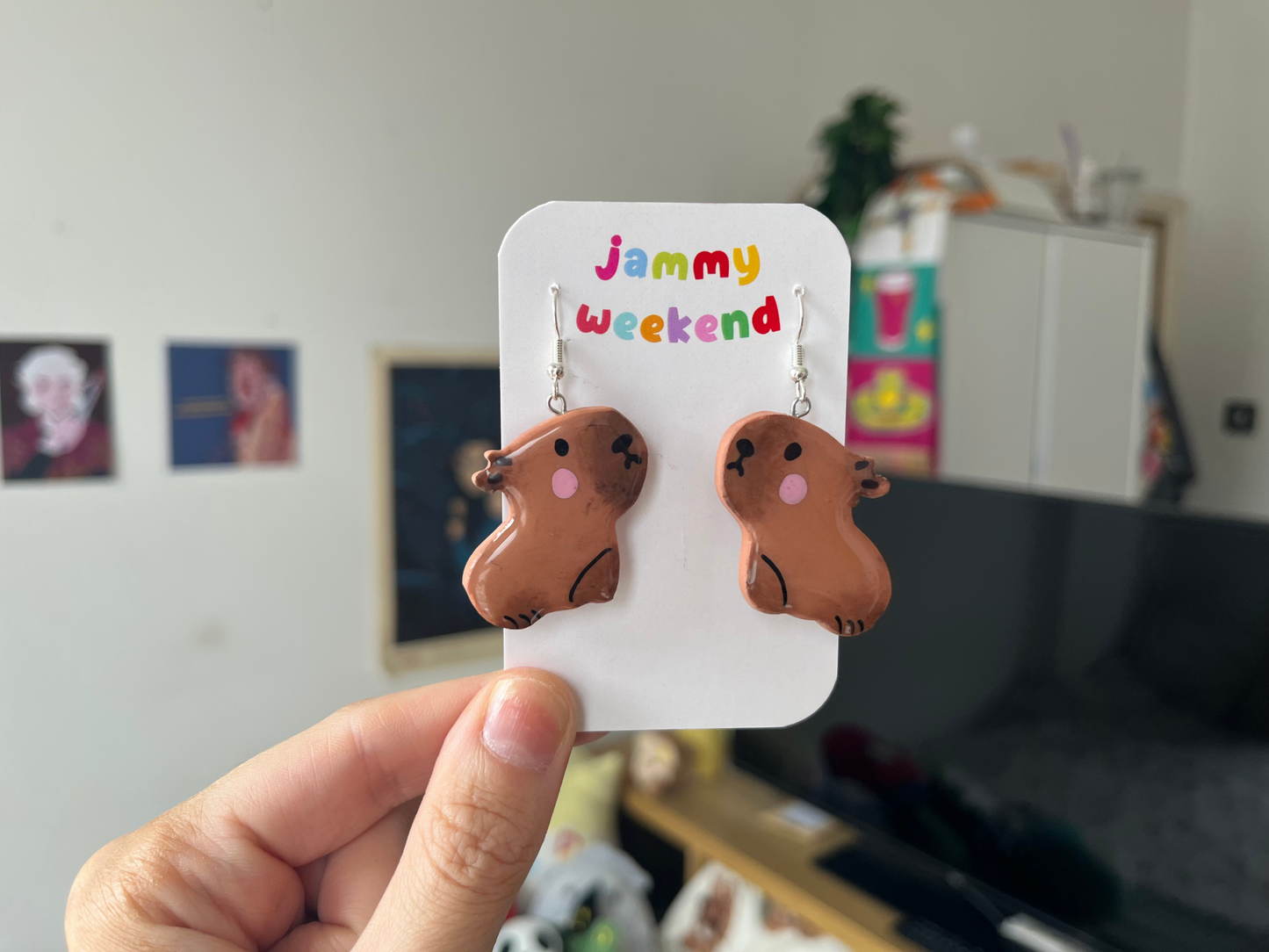 Sad Capybara Polymer Clay Earrings