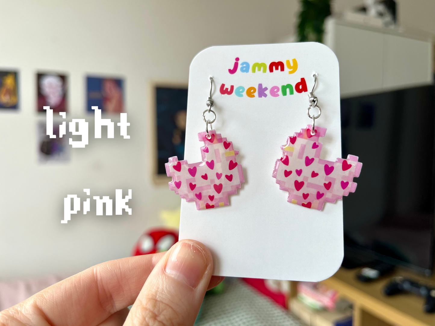 Valentines Pixel Chicken Earrings
