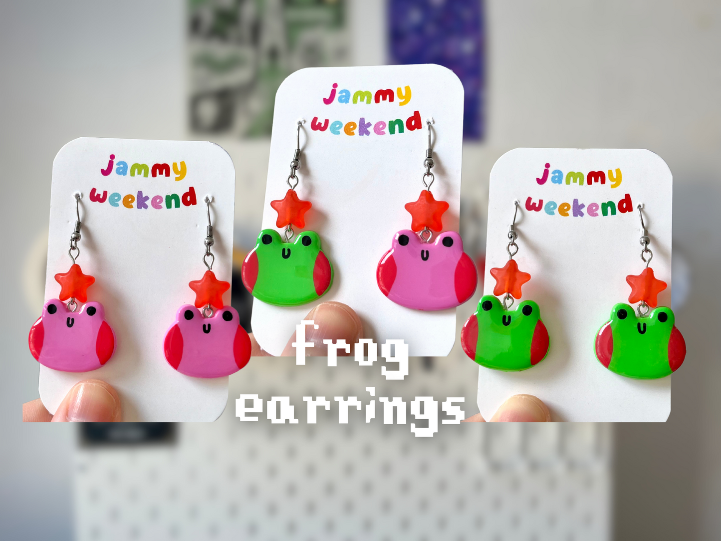 Blushing Pink Frog Polymer Clay Earrings