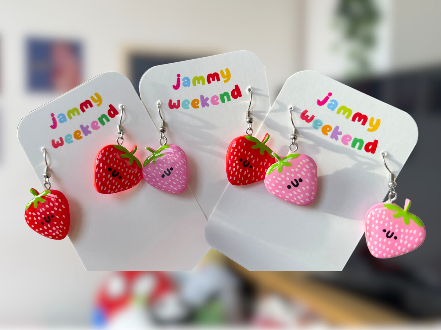 Strawberry Polymer Clay Earrings