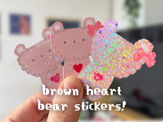 Brown Love Heart Valentines Bear Sticker