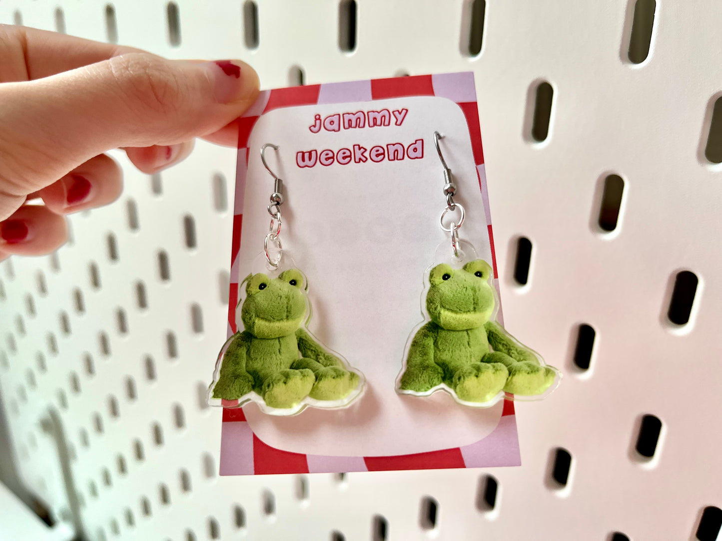 Green Frog Plush Earrings