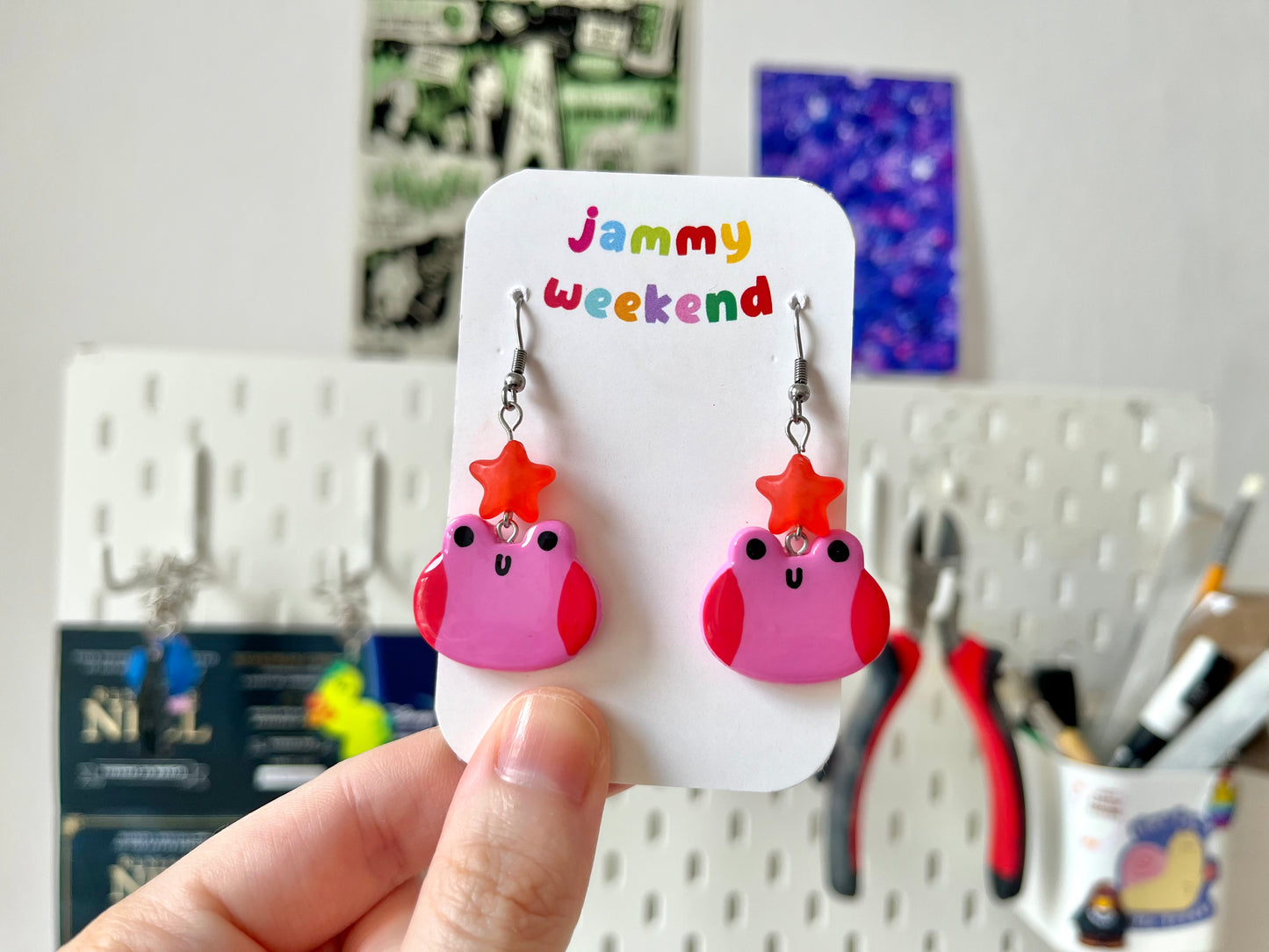 Blushing Pink Frog Polymer Clay Earrings