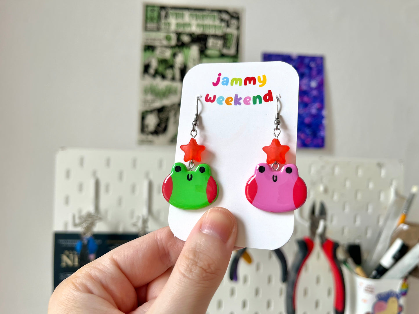 Blushing Pink Frog Polymer Clay Earrings