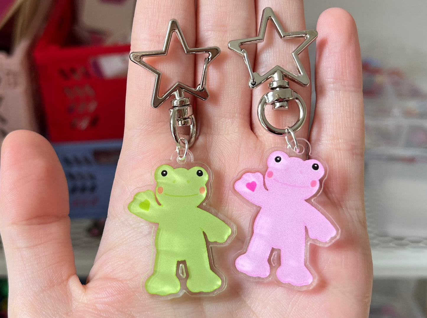 Spring Frog Acrylic Keychain