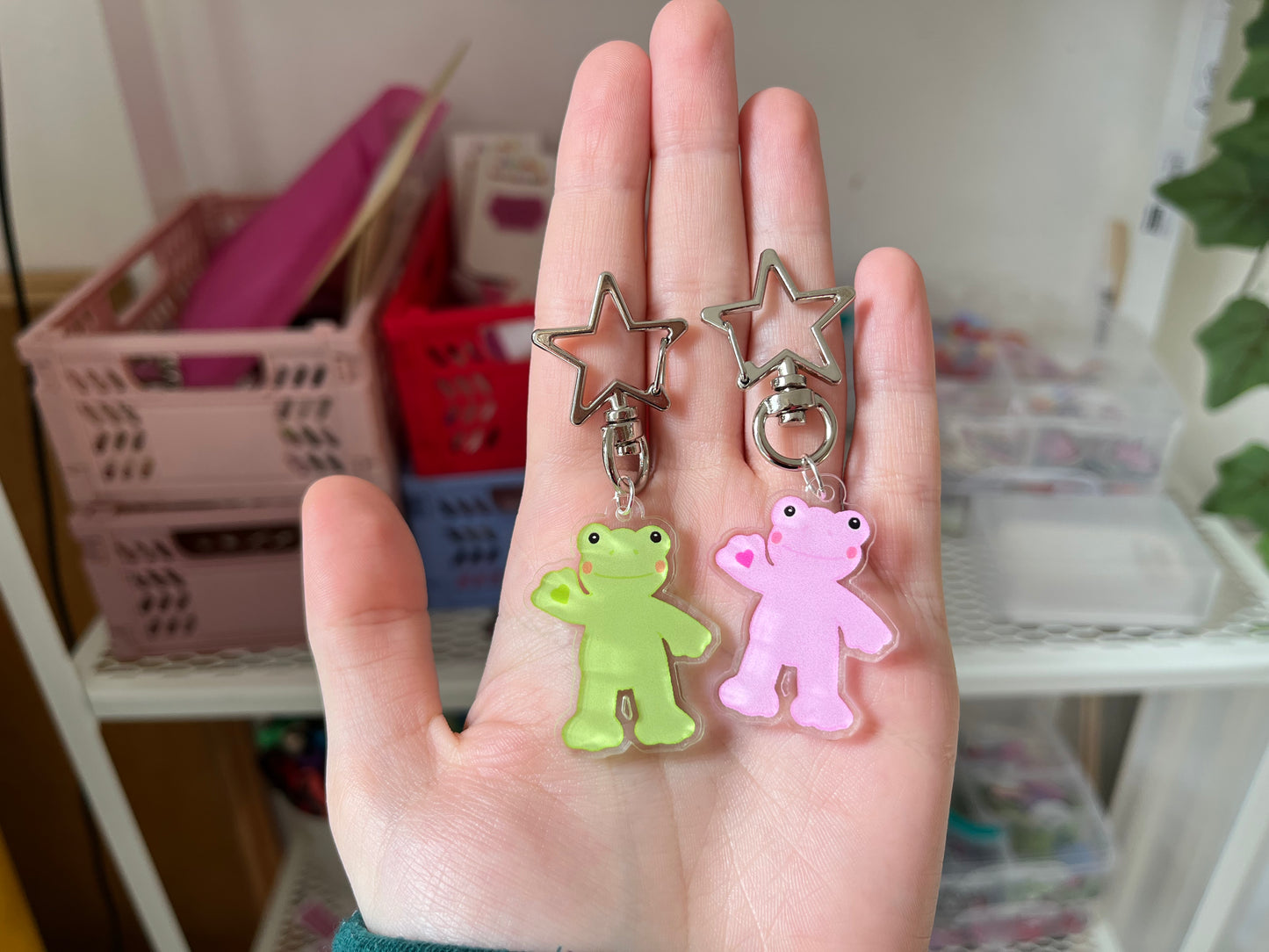 Spring Frog Acrylic Keychain