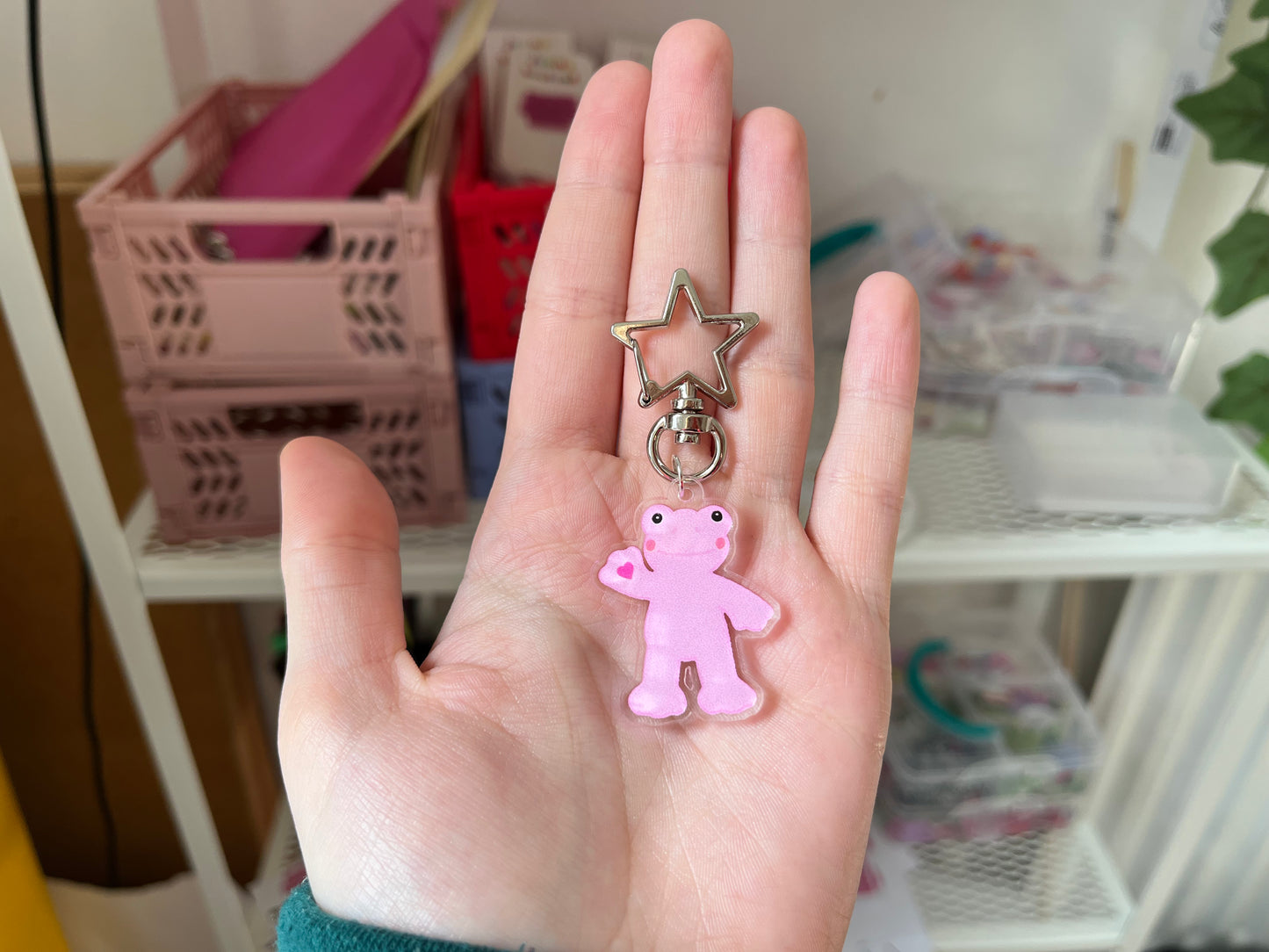 Spring Frog Acrylic Keychain