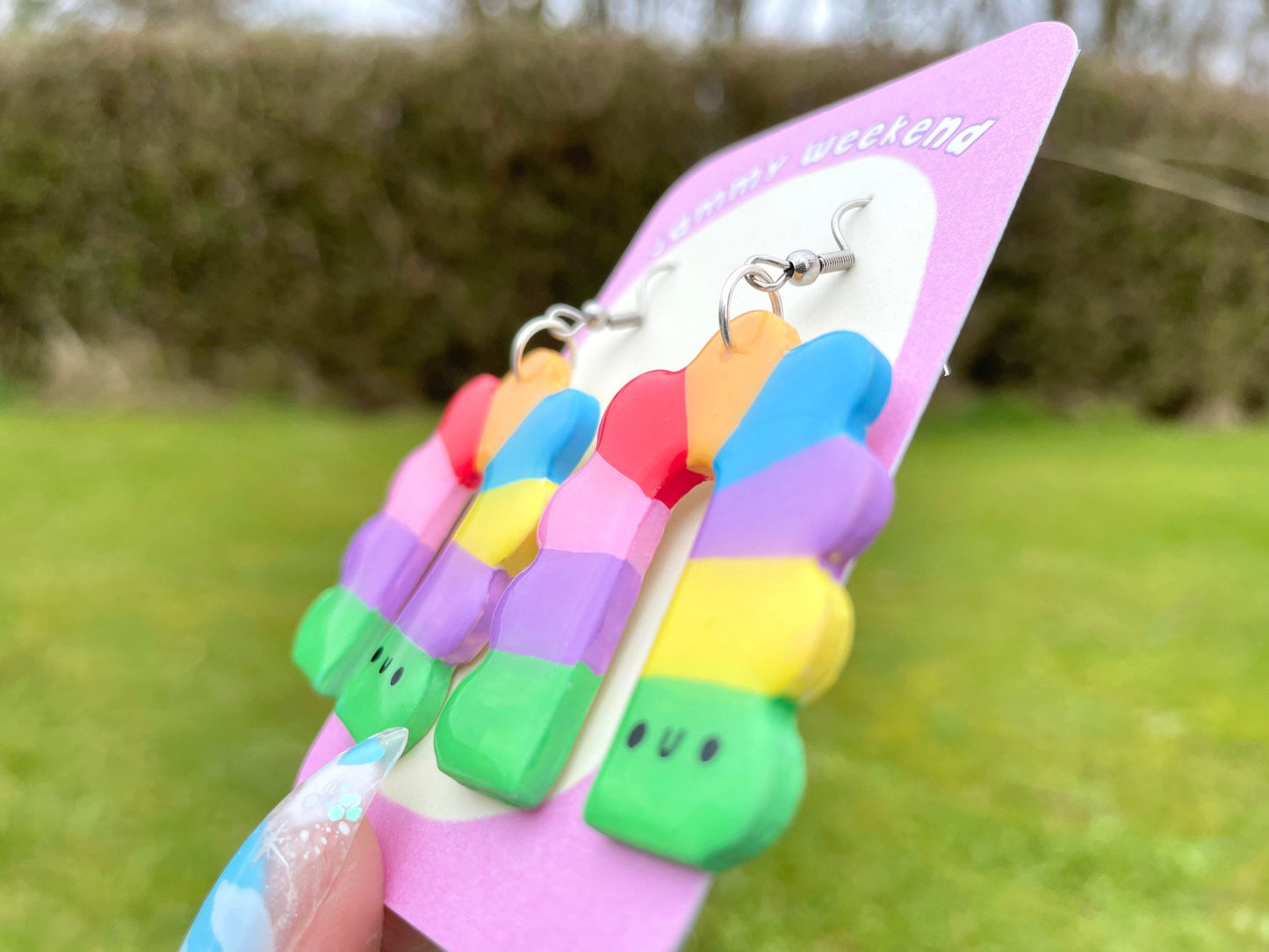 Rainbow Caterpillar Polymer Clay Earrings
