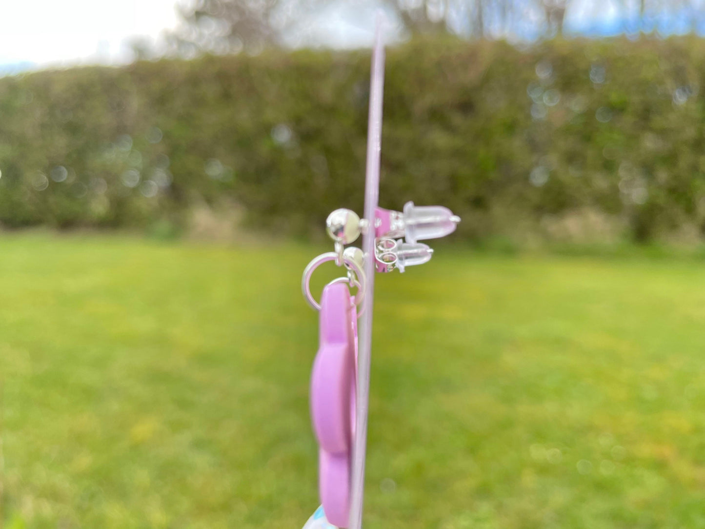 Single Colour Flower Polymer Clay Earrings Purple