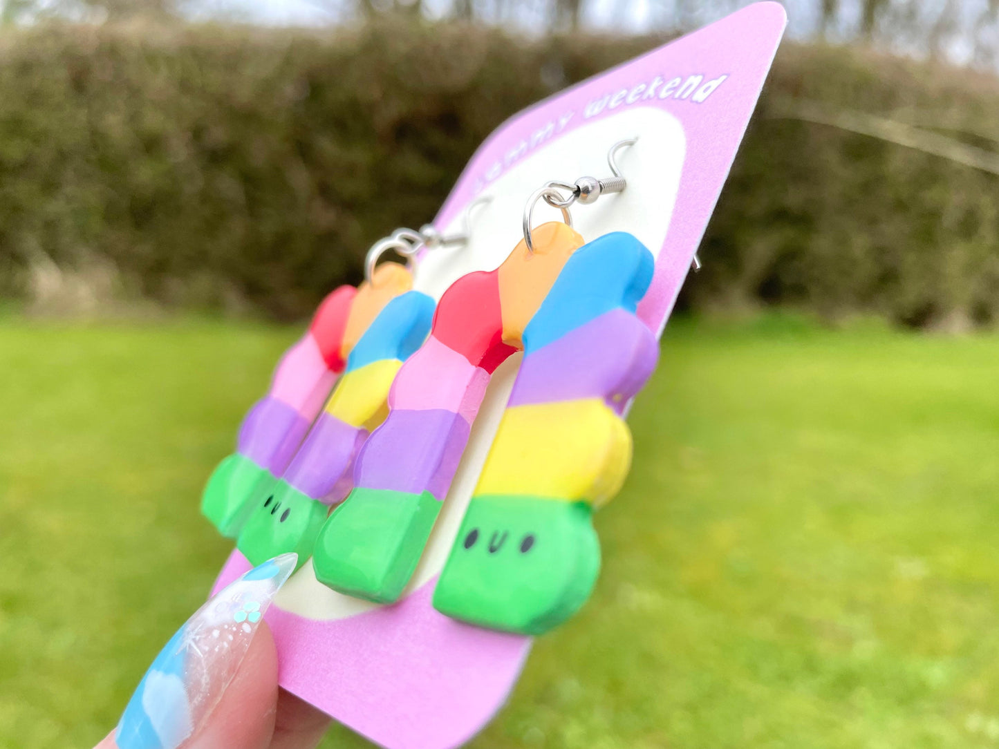 Rainbow Caterpillar Polymer Clay Earrings