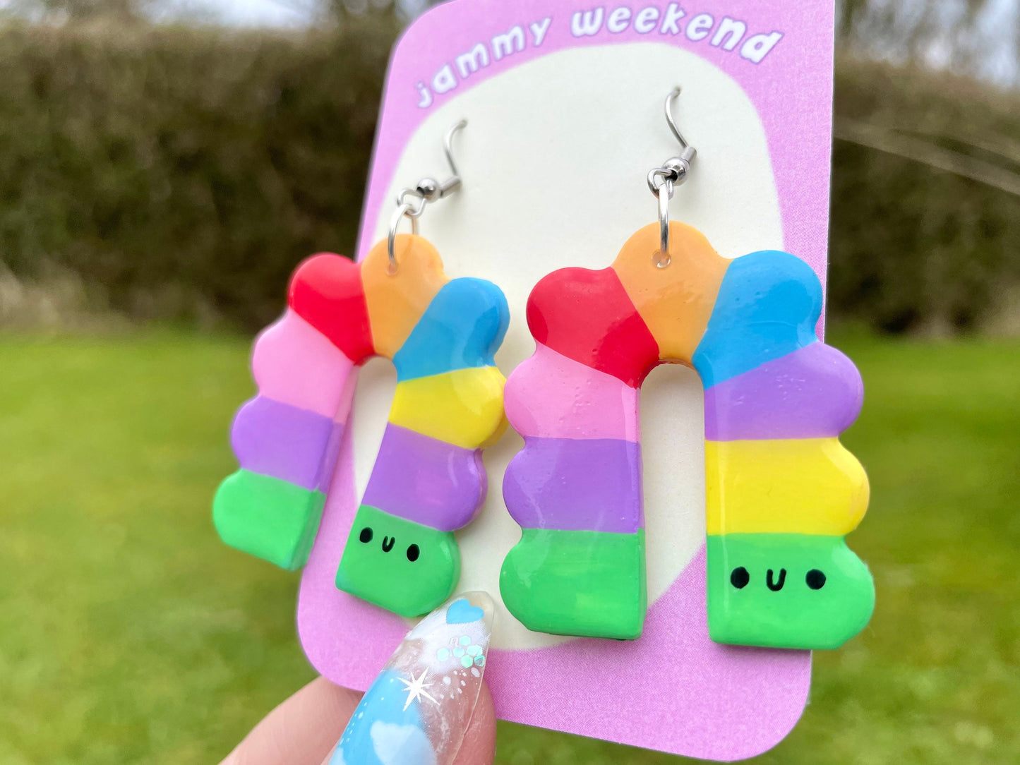 Rainbow Caterpillar Polymer Clay Earrings