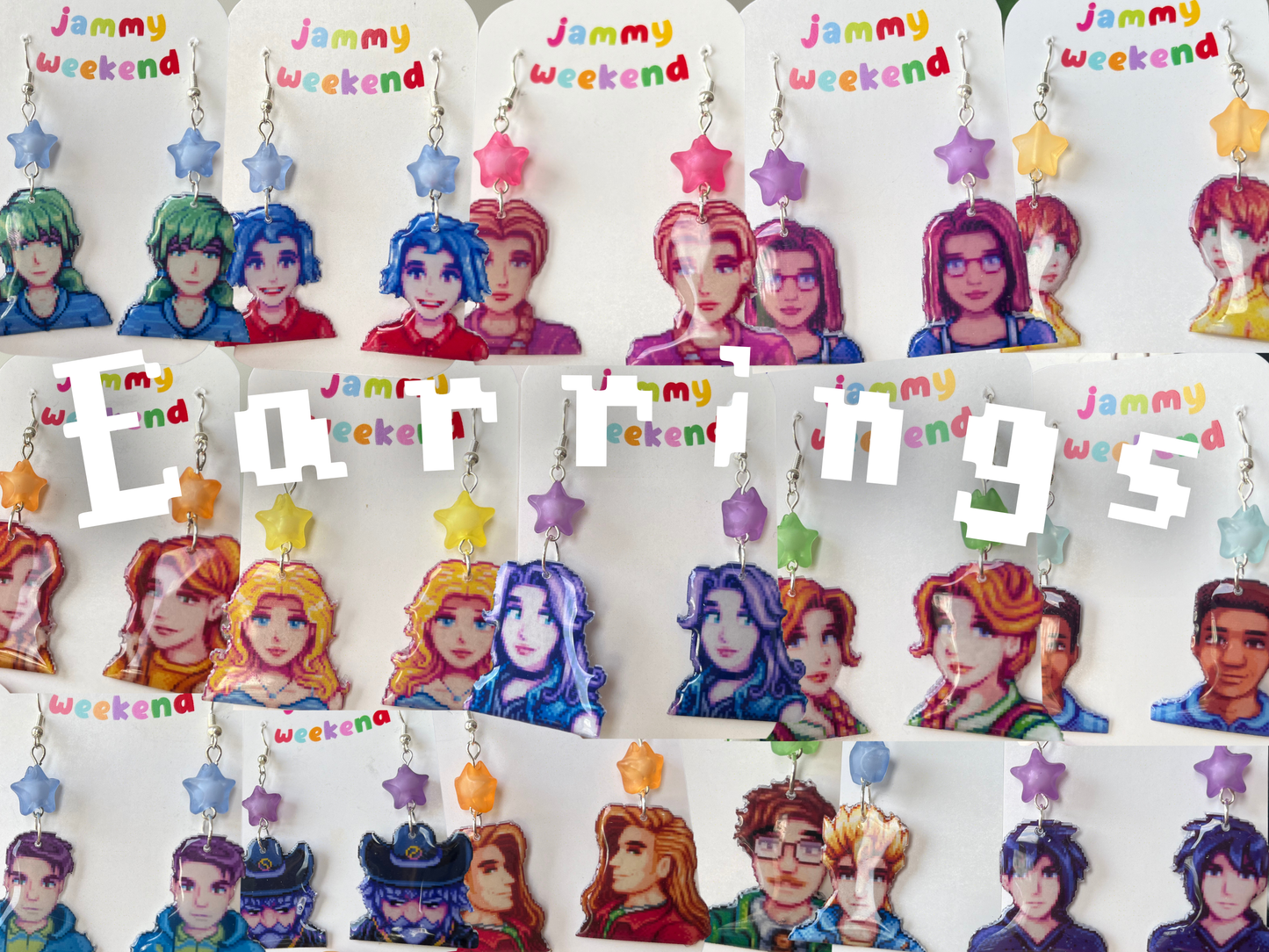 Colourful Pixel Character Earrings