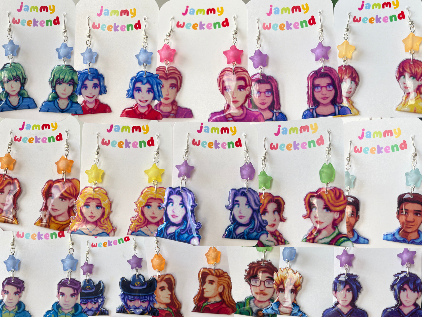 Colourful Pixel Character Earrings