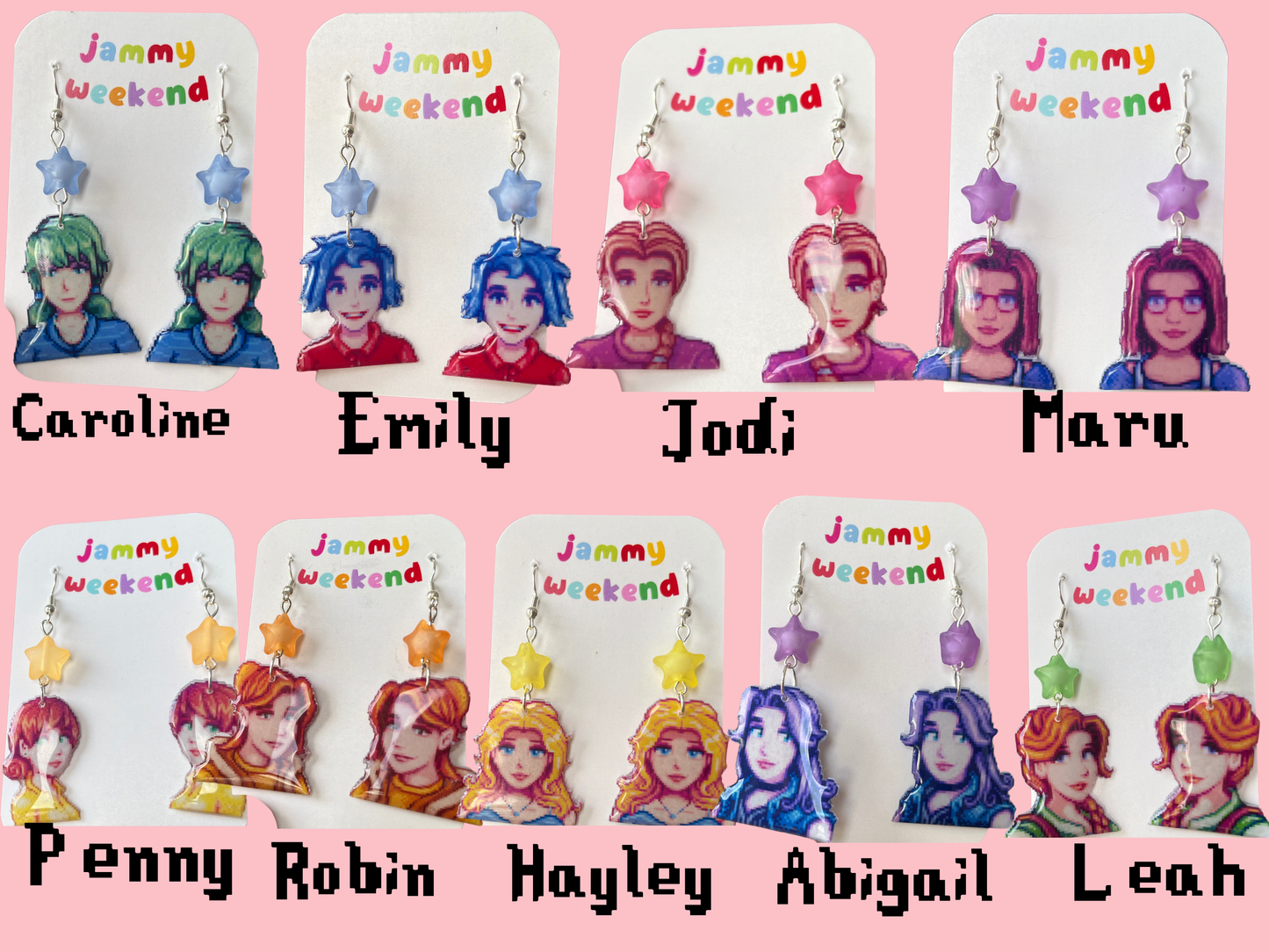 Colourful Pixel Character Earrings