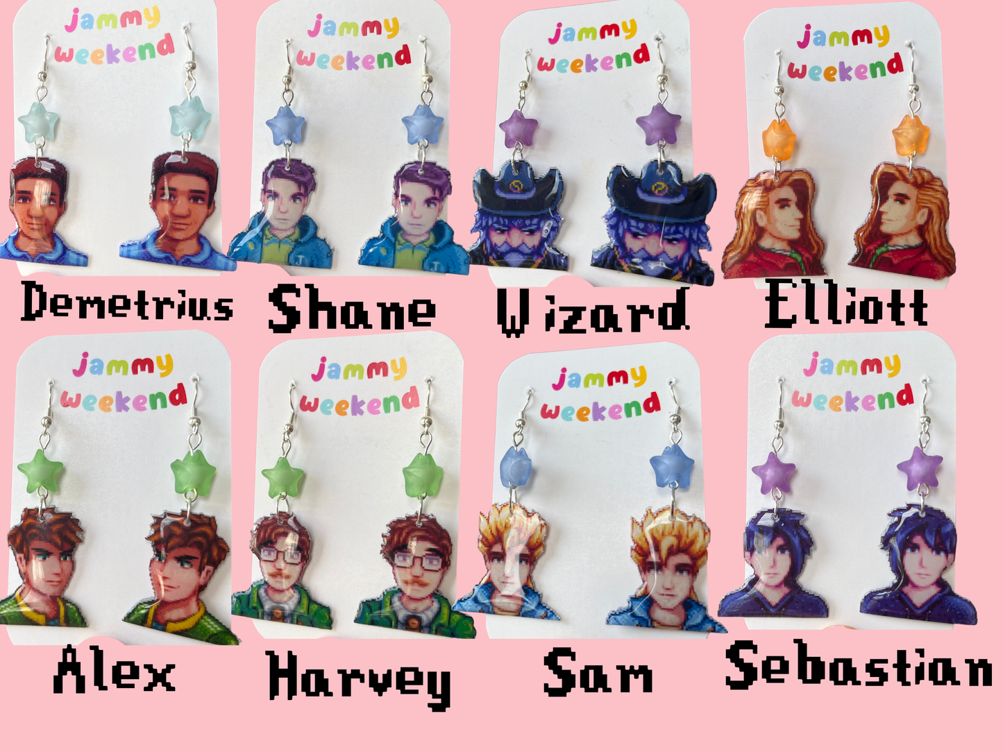 Colourful Pixel Character Earrings