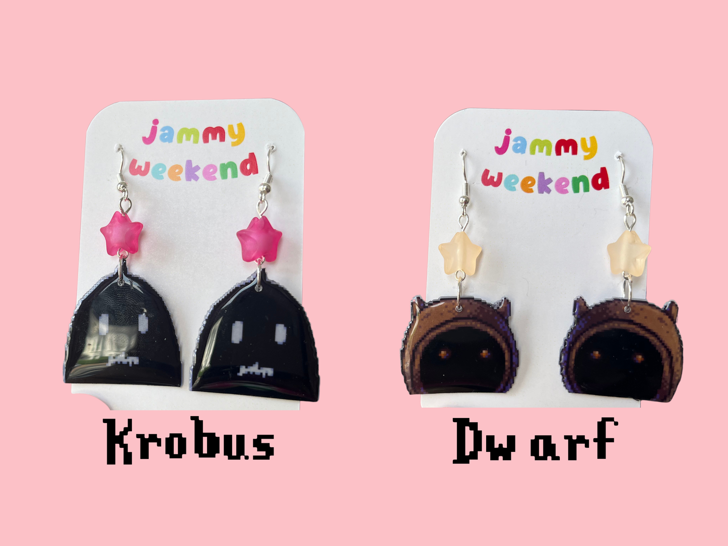 Colourful Pixel Character Earrings