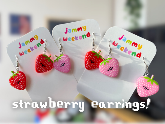 Strawberry Polymer Clay Earrings