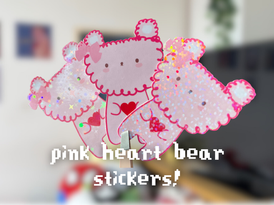 Pink Love Heart Valentines Bear Sticker