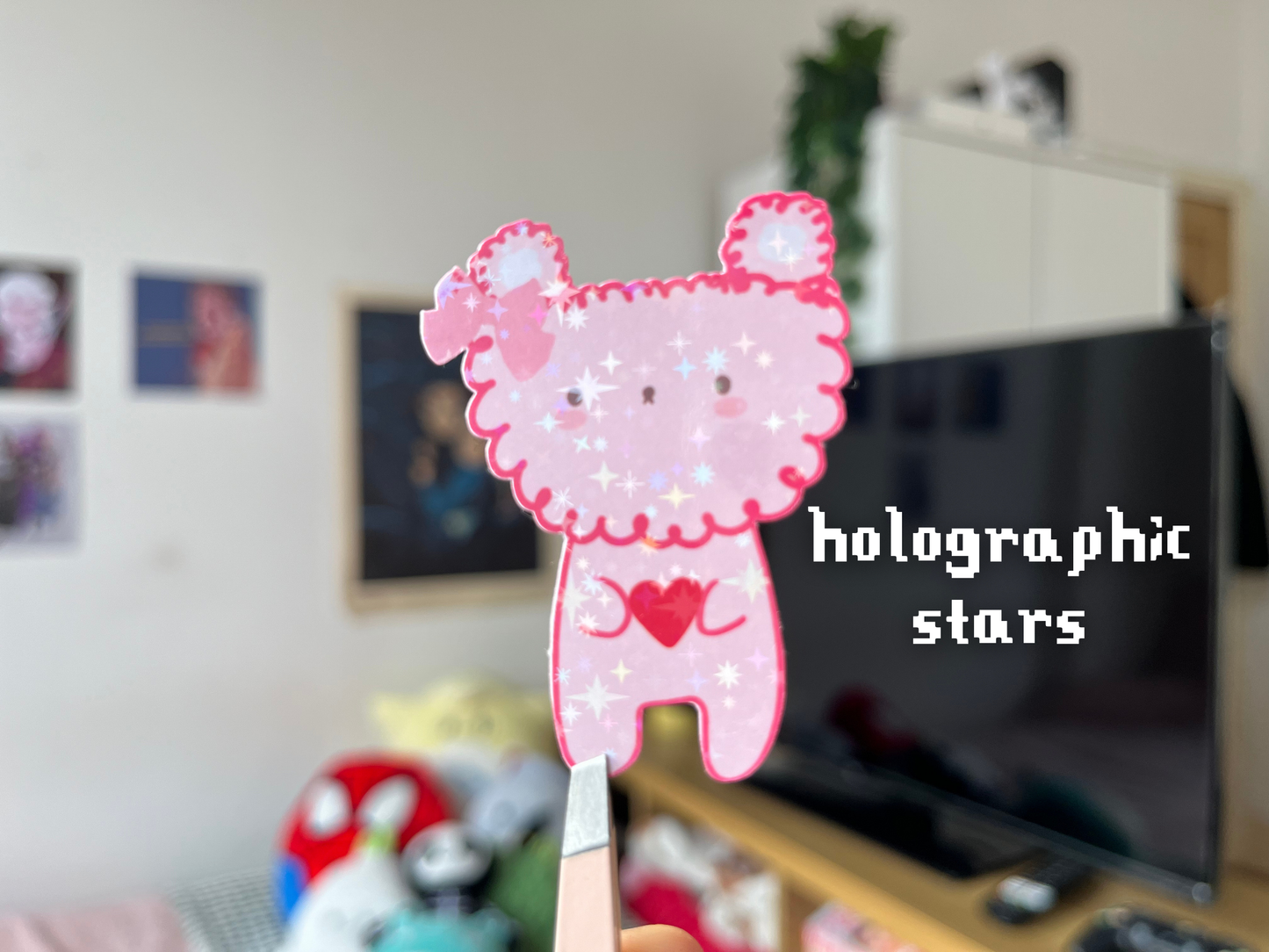 Pink Love Heart Valentines Bear Sticker