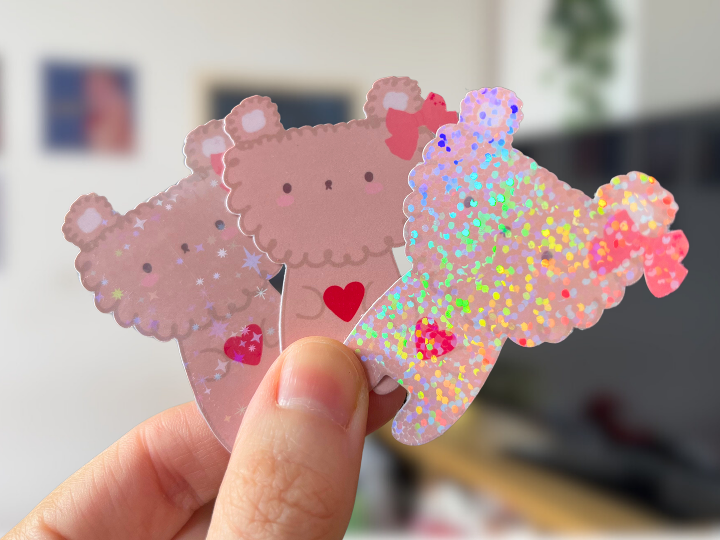 Brown Love Heart Valentines Bear Sticker