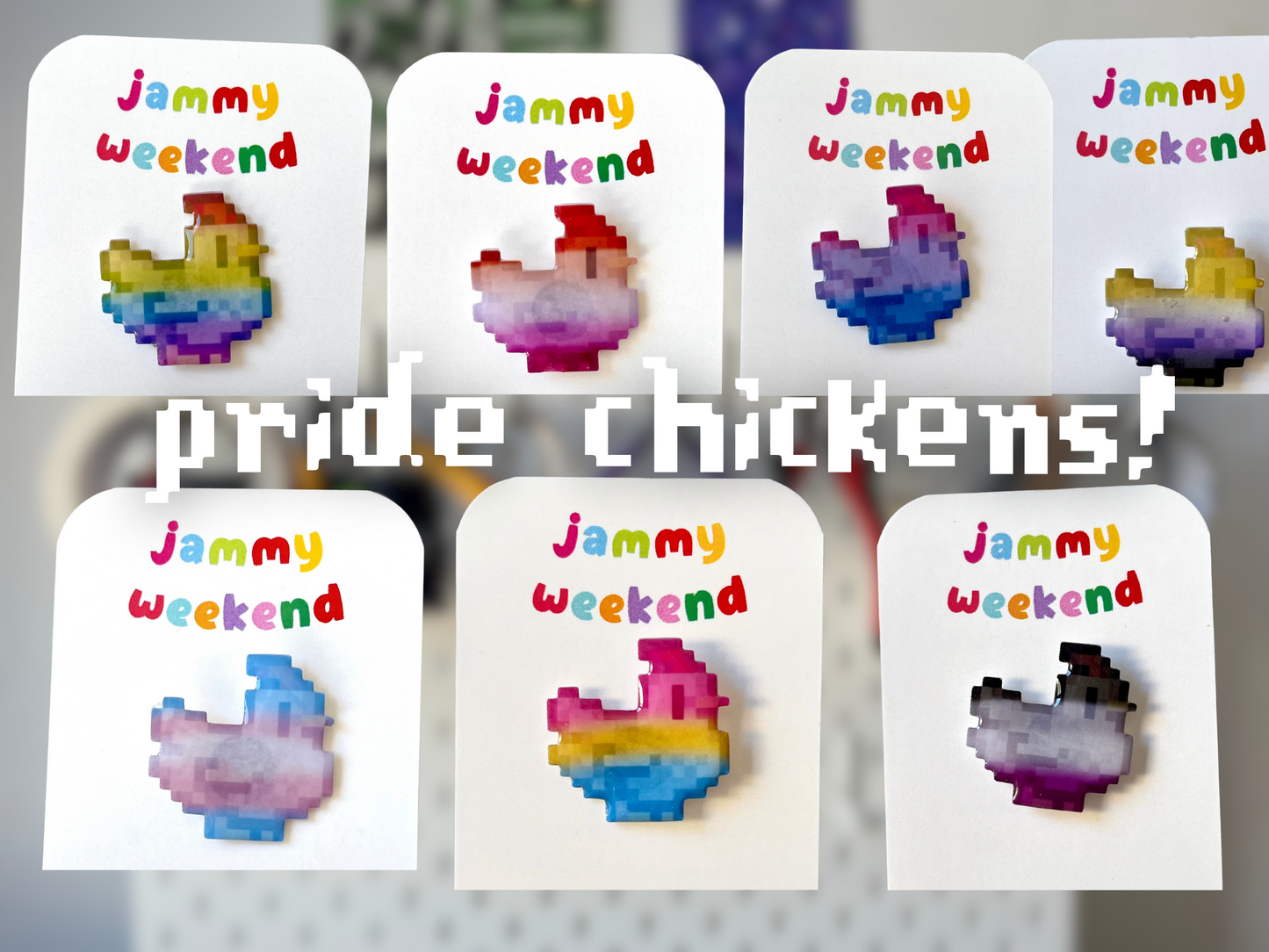 Pride Pixel Chickens Pin Badge