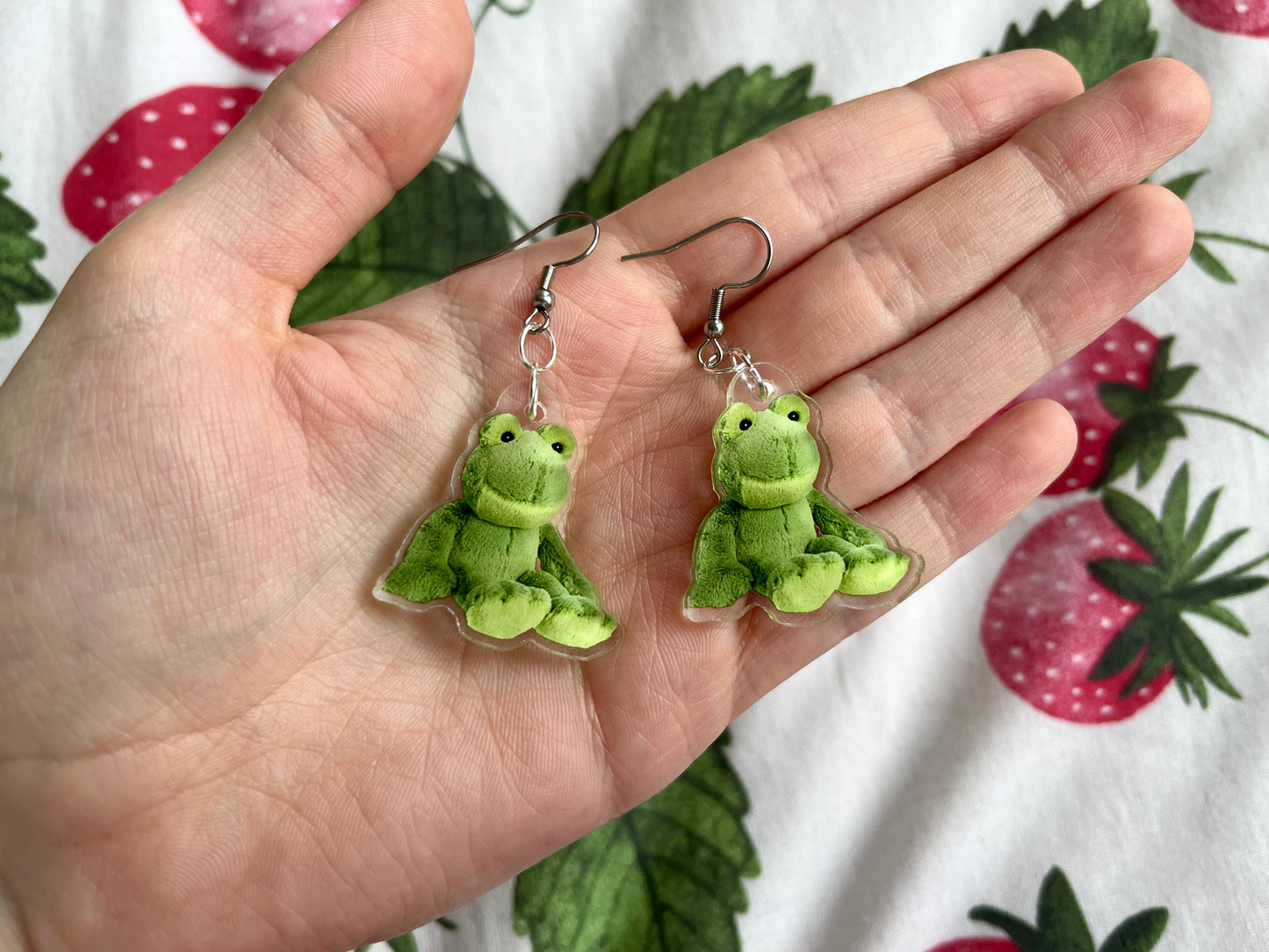 Green Frog Plush Earrings