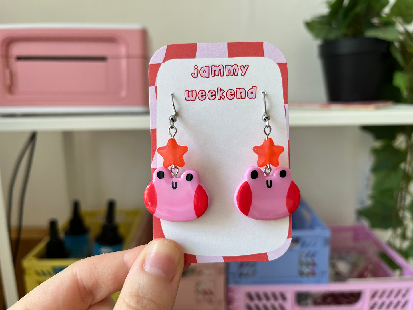 Blushing Pink Frog Polymer Clay Earrings