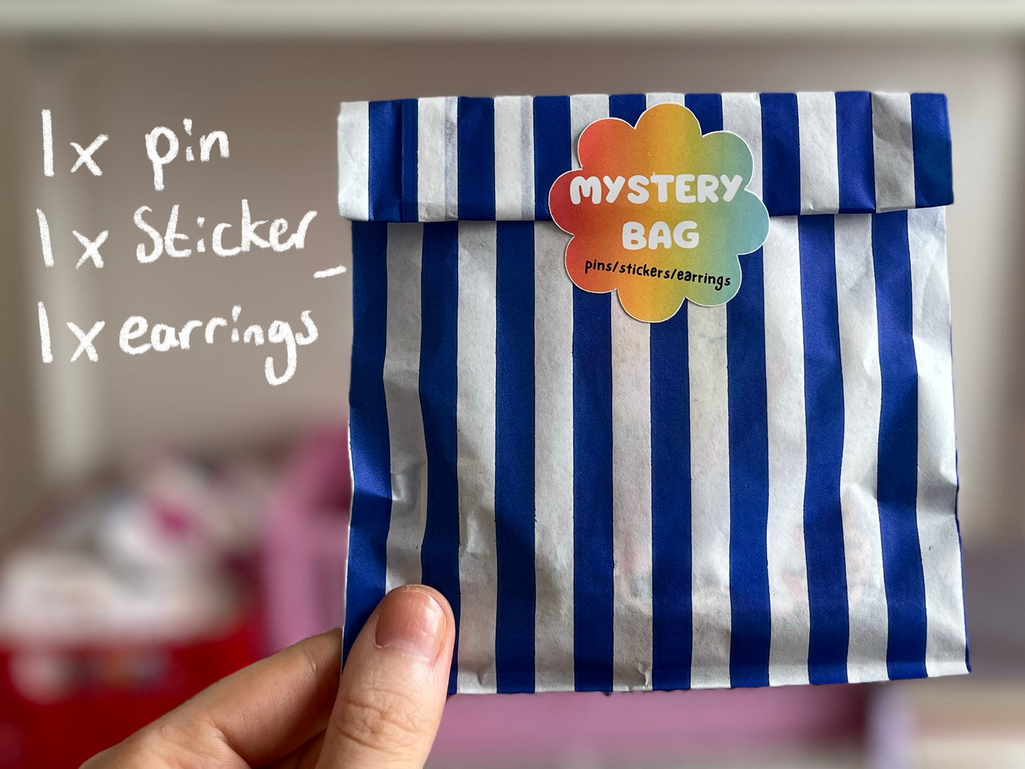 BIG mystery bag! earrings, pin, and sticker!