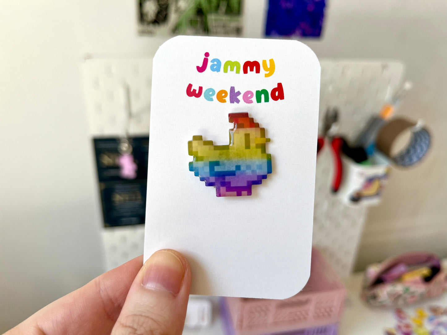 Pride Pixel Chickens Pin Badge