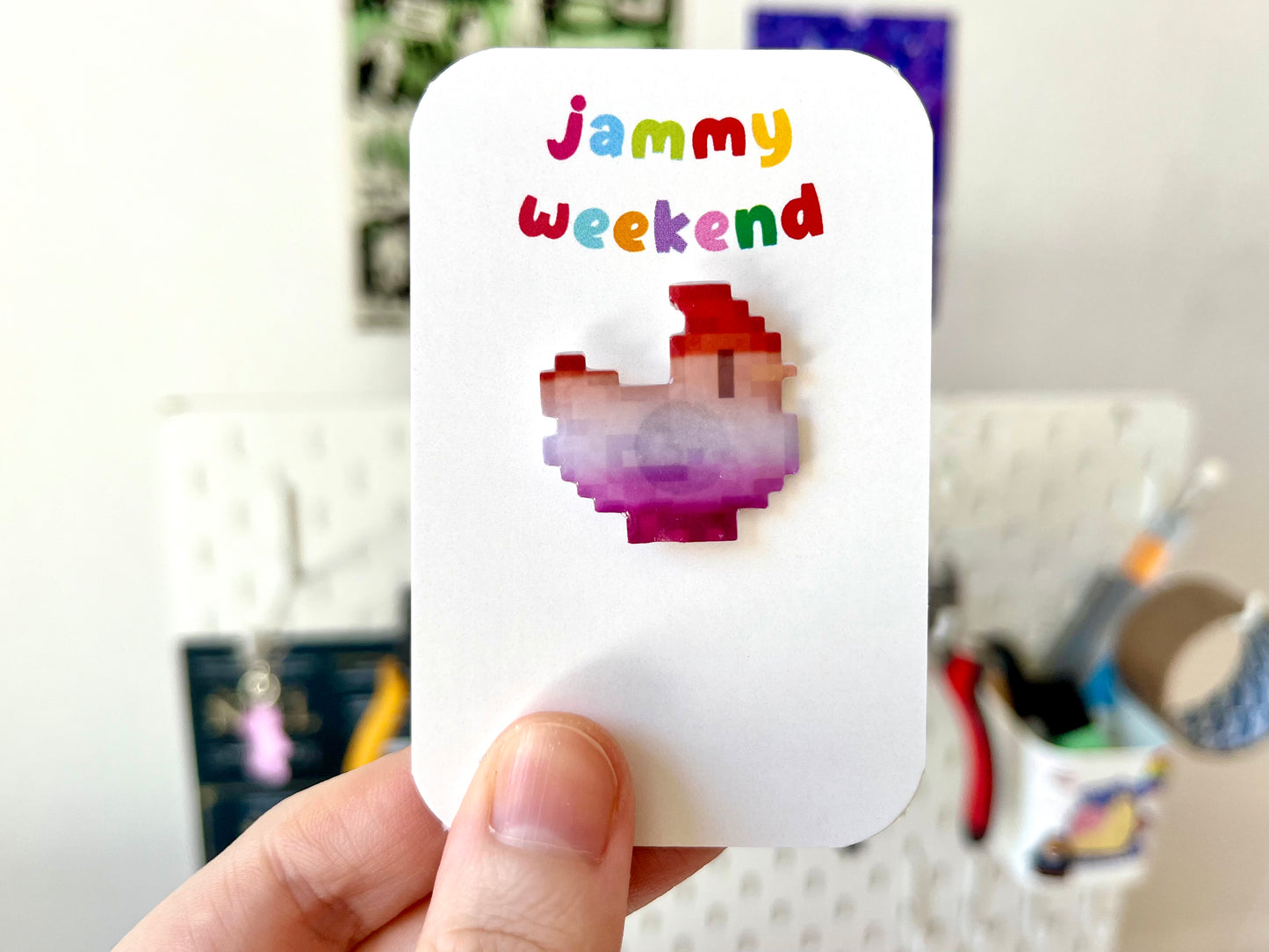 Pride Pixel Chickens Pin Badge