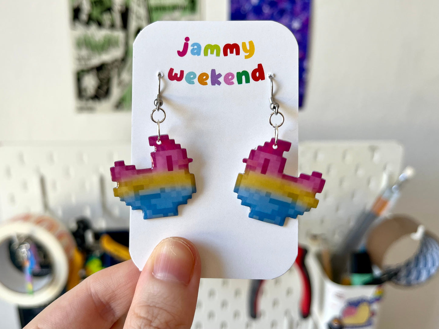 Pride Pixel Chickens Earrings