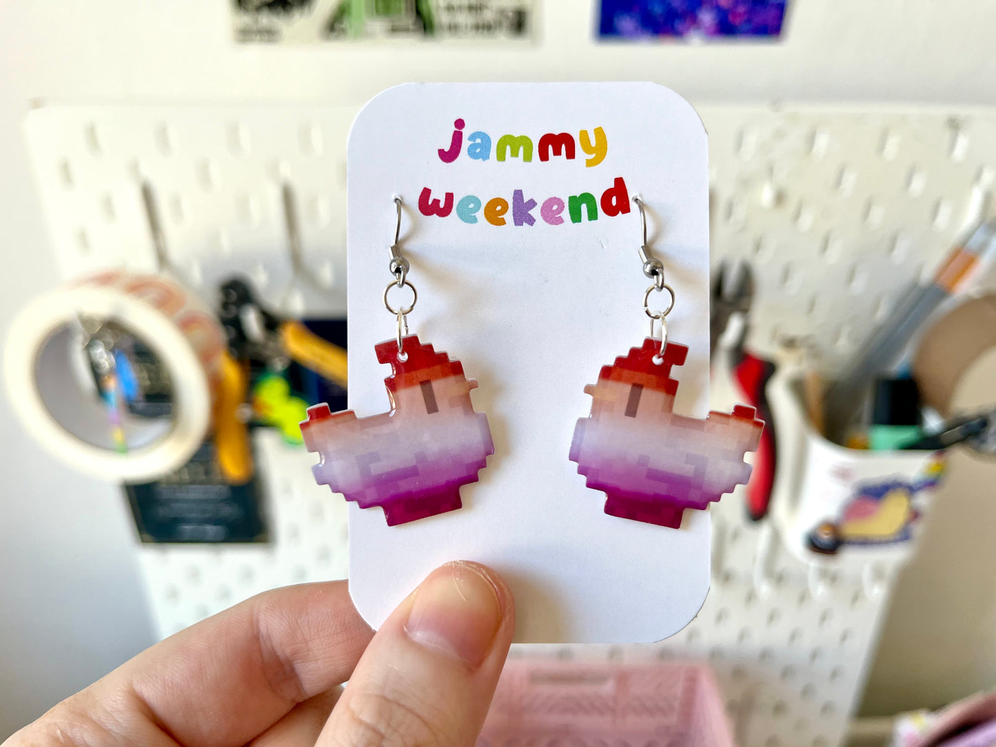 Pride Pixel Chickens Earrings