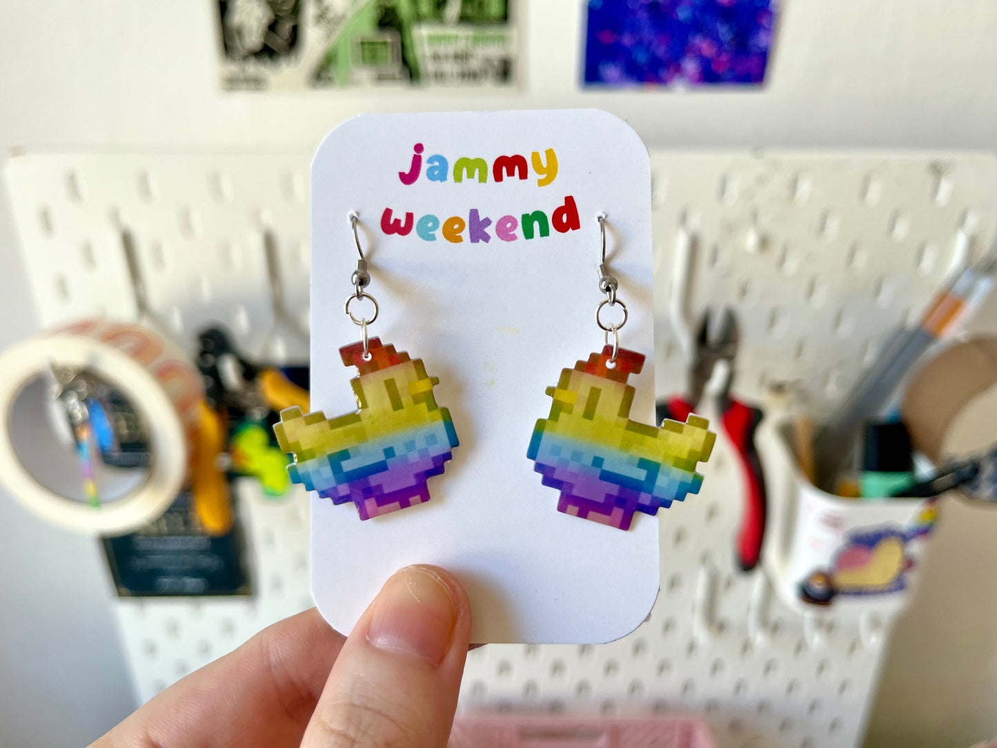 Pride Pixel Chickens Earrings