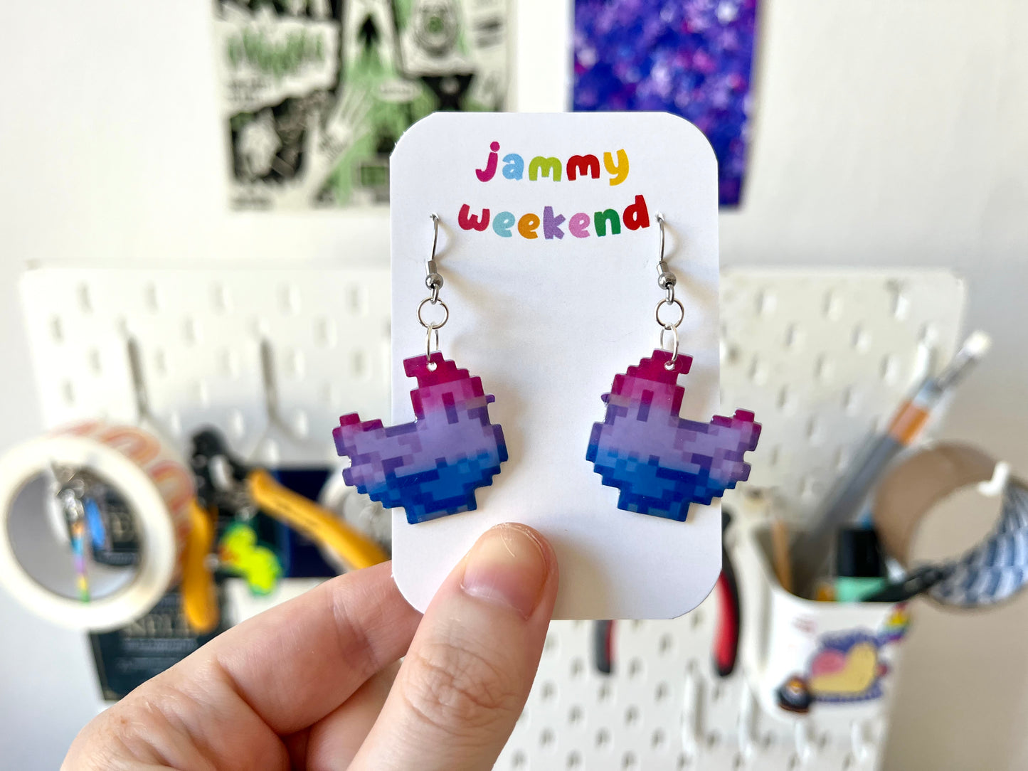 Pride Pixel Chickens Earrings