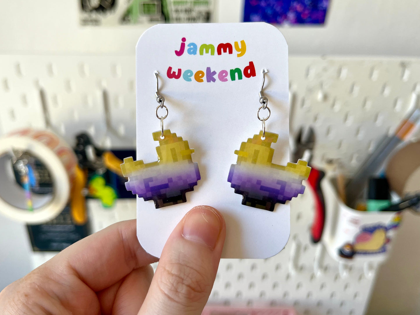 Pride Pixel Chickens Earrings