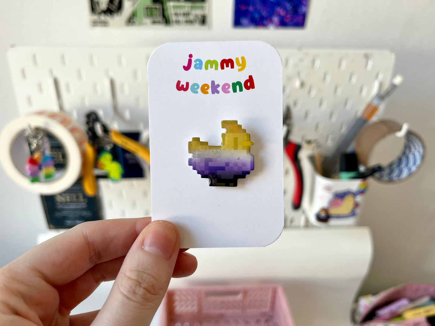 Pride Pixel Chickens Pin Badge