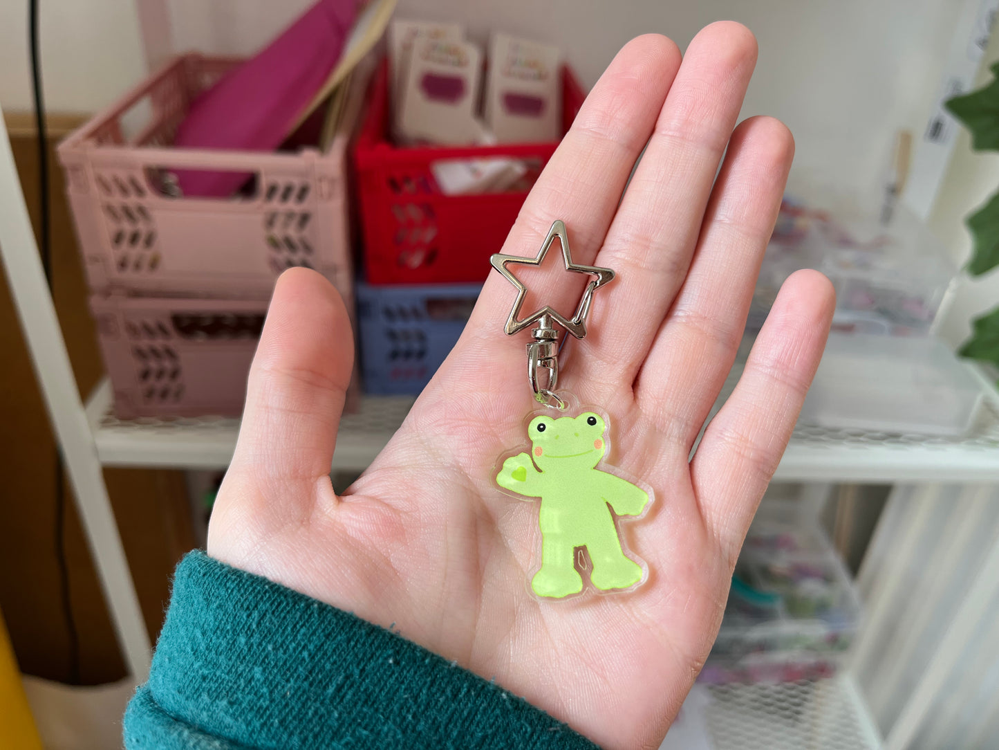 Spring Frog Acrylic Keychain