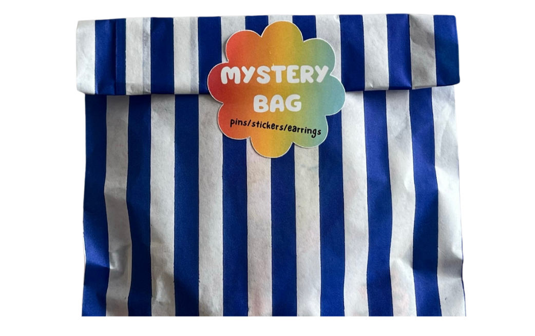 BIG mystery bag! earrings, pin, and sticker!