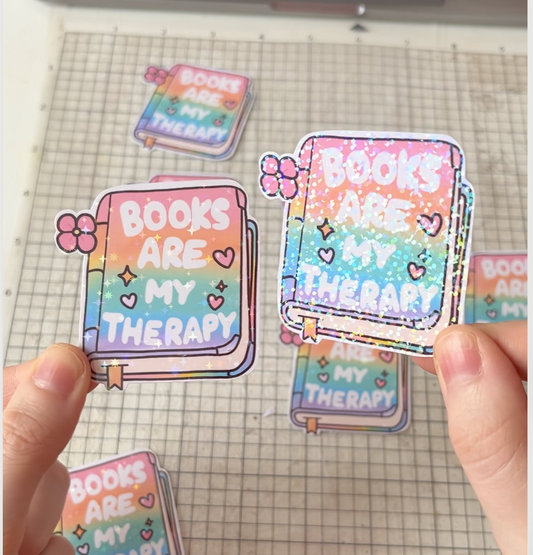 Books are My Therapy Glitter Sticker