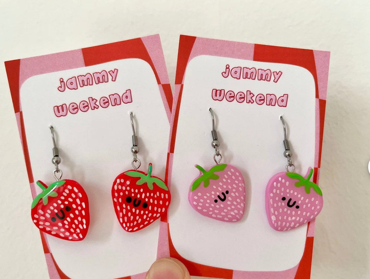 Strawberry Polymer Clay Earrings